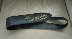 Leather belt vintage handmade women's leather belt with lizard decoration