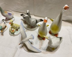 8 bird figurines of different brands (goose, duck, pigeon, seagull)