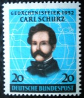 N155 / Germany 1952 Carl Schurz stamp postal clerk