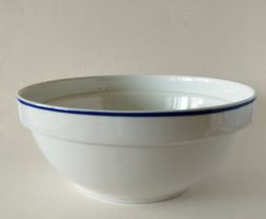 Retro, rare, large-sized plain porcelain blue-striped men's bowl, serving dish, patty bowl