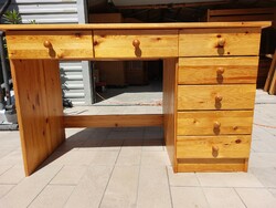 For sale is a Sziged pine desk with 7 drawers (48 cm deep drawers). Furniture is in good condition. Dimensions: 125