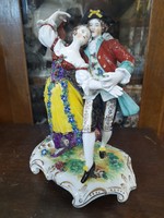 Alt wien austria dancing baroque couple porcelain portrait, figure. 20 Cm.