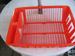 Retro orange plastic dish drying rack