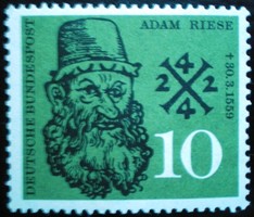 N308 / Germany 1959 adam riese stamp postal clerk