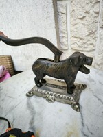 Antique marked cast iron dog statue nutcracker, master Kühne mark!