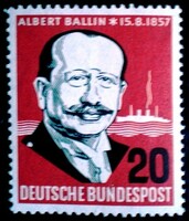 N266 / Germany 1957 albert ballin stamp postal clerk
