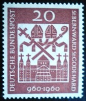 N336 / Germany 1960 st. Bernward and st. Bishop Godehard stamp postal clerk