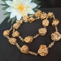 Old gilded ceramic string of beads 68 cm