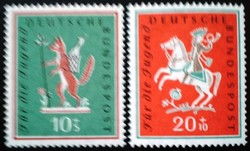 N286-7 / Germany 1958 for youth : folk songs stamp set postal clerk