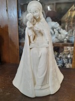 Alt Német,Germany M.J. Hummel TMK 1 Glóriás Madonna Gyermekével Csontfehér Porcelán Figura.22 cm.