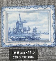 Delfts Dutch porcelain faience wall picture with a windmill representation.