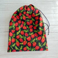 Bread bag - tulip pattern - black