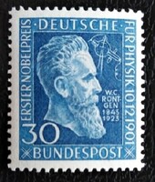 N147 / Germany 1951 wilhelm röntgen nobel prize stamp postal clerk