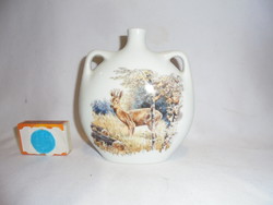 Ritka Alföldi porcelán kulacs - vaddisznó, őz dekorral - gyűjteménybe, vadászoknak