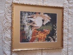 Equestrian tapestry in frame 31x25 cm