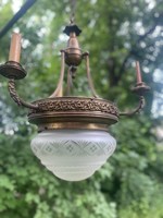 Sophisticated baroque chandelier etched glass shade - lamp vintage retro desgin