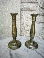 Pair of antique Biedermeier candlesticks with silver threads in a nice condition.