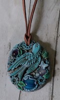 Turquoise swallow- rebirth pendant with mineral