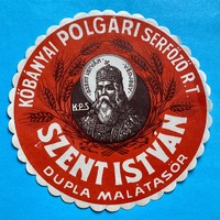 Szent istván malt beer label 1920 rare collector's item