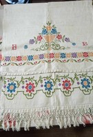 Hemp cloth embroidered, monogrammed decorative towel