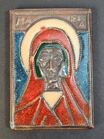 Vintage tűzzománc Mária ikon