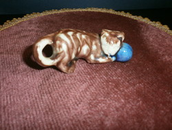 Ceramic kitten with a ball