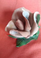 Kézműves jelzett porcelán rózsa, Aquincum