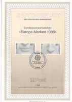 ETB 0042 Bundes Mi 1278-1279 ETB 7-1986    0,70 Euró