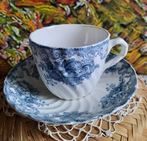 B&S - Bishop & Stonier  Ashley angol porcelánfajansz kávéscsésze aljával, XX.szd - hibátlan