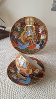 Antique Japanese satsuma porcelain tea set and breakfast trio