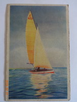 Old postcard: sailing on Balaton (1948)