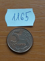 Brazil brasil 5 centavos 2012 steel copper plated, tiradentes, revolutionary 1165