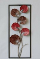 Fém falidísz Piros virágok 2 (90015)