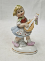 Régi német porcelán Zenélő kislány figura hibátlan állapotban 11 cm.