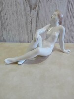 Hand-painted reclining nude figurine from Höllóháza porcelain
