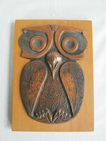 Industrial signed metalwork wall ornament owl