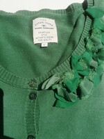 Tom Tailor 36-38-as smaragdzöld 100% pamut kardigán térbeli textilvirágokkal.