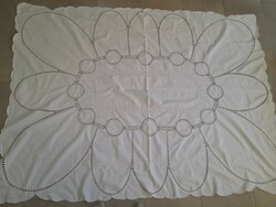 White embroidered, crocheted tablecloth 160x130 cm
