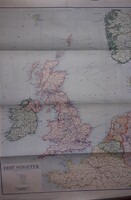 British Isles map 1933. Antique giant school wall map of the British Isles - size: - 87 x 64 cm