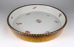 1R355 Antik RITKA virágdíszes porcelán-kerámia sütőtál pités tál 27 cm