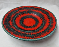 Retro, large, marked, applied arts, glazed, ceramic plate, bowl or wall decoration 27.5 cm.