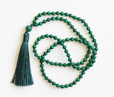 Malachite mala chain (109 beads) - prayer beads for meditation Buddhist, Buddhism