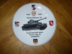German porcelain commemorative plate panzer regiment tank 1938-1988