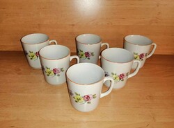 Zsolnay porcelain flower pattern mug set - 6 pieces in one (10/k)