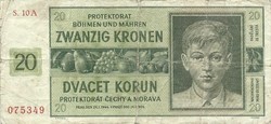 20 korun korona kronen 1944 Cseh Morva Protectorátus 2.