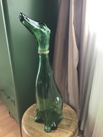 Régi olasz Empoli Green Decanter, agár kutya alakú boros palackos üveg 1960-ból