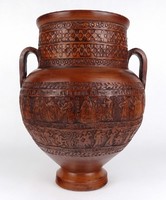 1R358 Sok alakos nagyméretű görög kerámia váza 28.5 cm