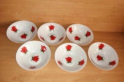HB porcelán rózsa mintás tányér, tálka - 6 db egyben