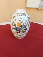 Trópusi madaras,és virágos váza: Royal KPM,,Germany,,,18 cm,,,Hibátlan..