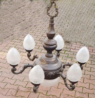 Antique, wonderful, large, 6-arm bronze chandelier. Ceiling chandelier, ceiling lamp